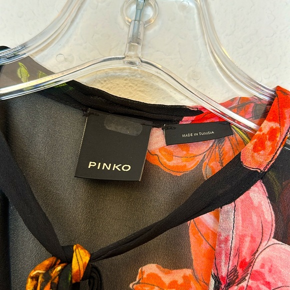 Pinko Black Floral top, repaired Size 2 - Picture 2 of 4